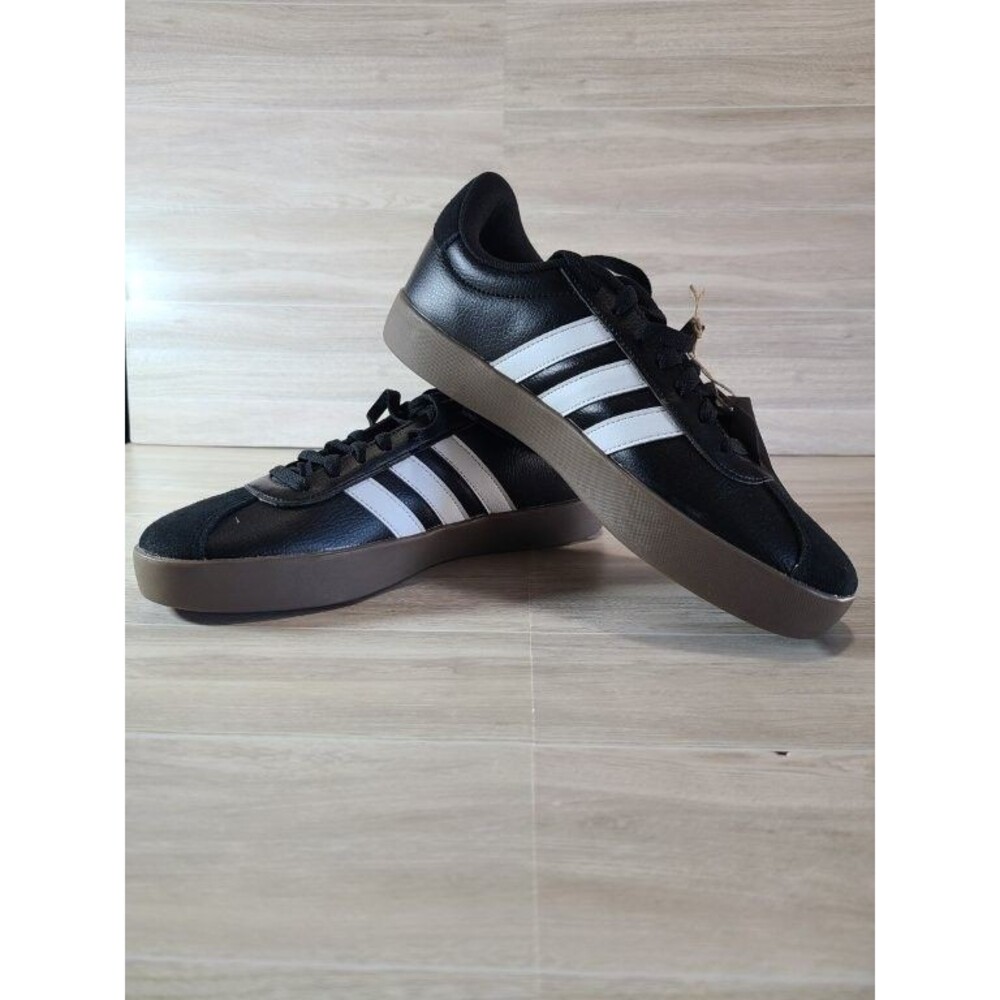 Adidas VL Court 3.0 Women’s 9.5 Black White Gum Sole Sneakers ID8796 NWT